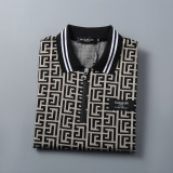 Men's Jacquard Logo Short Sleeve Polo Shirt Black Beige 30051