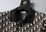 Spring Summer Men's Jacquard Logo Short Sleeve Polo Shirt Black Beige 30062