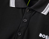 Spring Summer Men's Embroidered Logo Short Sleeve Polo Shirt Black 30079#