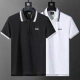 Spring Summer Men's Embroidered Logo Short Sleeve Polo Shirt Black 30079#