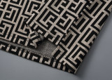 Men's Jacquard Logo Short Sleeve Polo Shirt Black Beige 30051