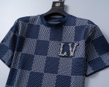 Spring Summer Jacquard Logo Short Sleeve T-Shirt Blue 31092#