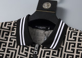 Men's Jacquard Logo Short Sleeve Polo Shirt Black Beige 30051