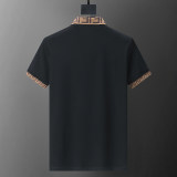 Men's Embroidered Logo Short Sleeve Polo Shirt Black 30057