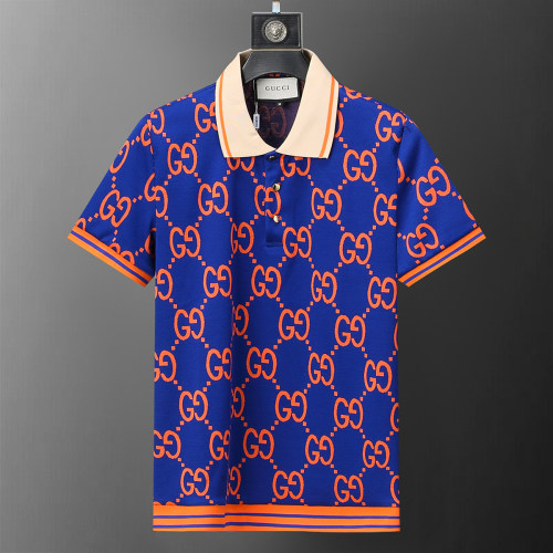 Spring Summer Men's GG Jacquard Logo Short Sleeve Polo Shirt Blue 30060