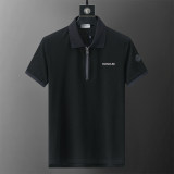 Spring Summer Men's Simple Logo Short Sleeve Polo Shirt Black 30049