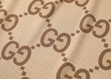 Spring Summer Men's GG Print Logo Short Sleeve Polo Shirt Khaki 26018