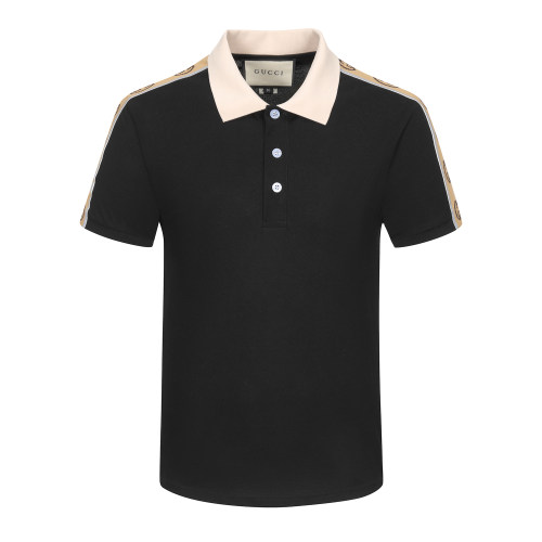 Spring Summer Men's Simple Short Sleeve Polo Shirt Black 26015