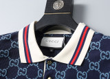 Spring Summer Men's GG Short Sleeve Polo Shirt Navy Blue 30041