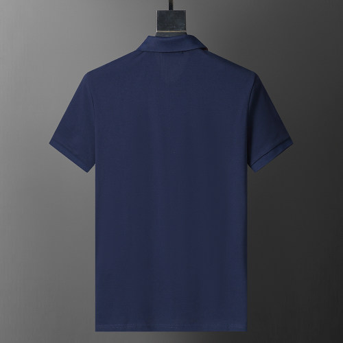 Spring Summer Men's Short Sleeve Polo Shirt With Pocket Blue 30080#
