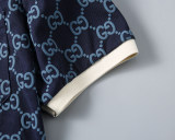 Spring Summer Men's GG Short Sleeve Polo Shirt Navy Blue 30041