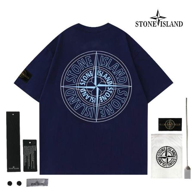 5A Simple Versatile Loose Short-Sleeved T-shirt Blue