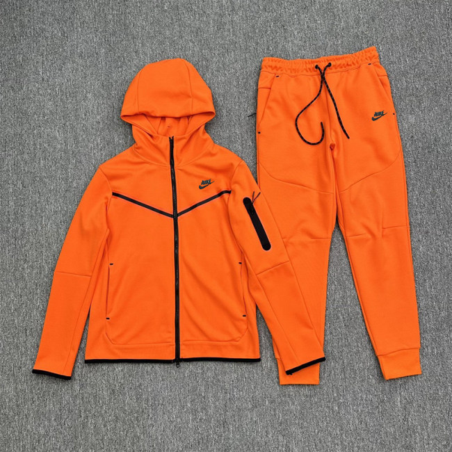 5A Sportswear Tech Fleece Full Zip Hoodie & Joggers Set Sport Suit Orange