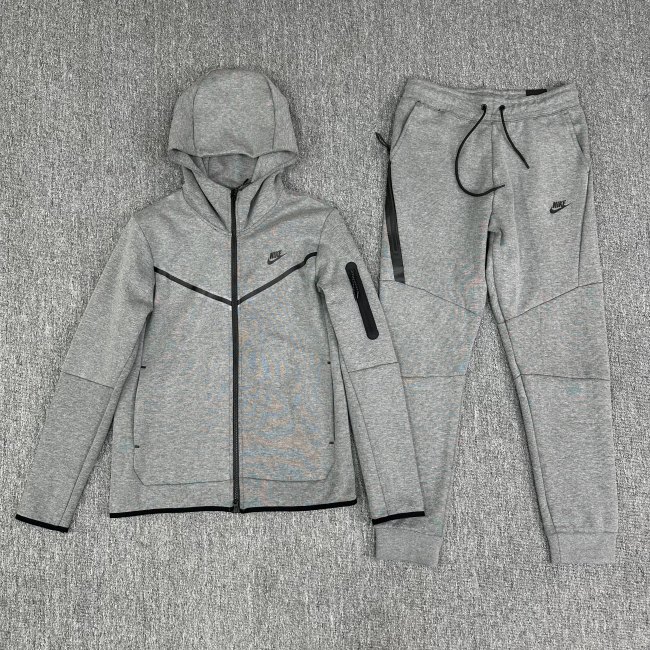 5A Sportswear Tech Fleece Full Zip Hoodie & Joggers Set Sport Suit Grey