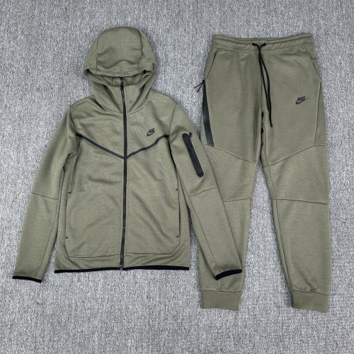 5A Sportswear Tech Fleece Full Zip Hoodie & Joggers Set Sport Suit Green