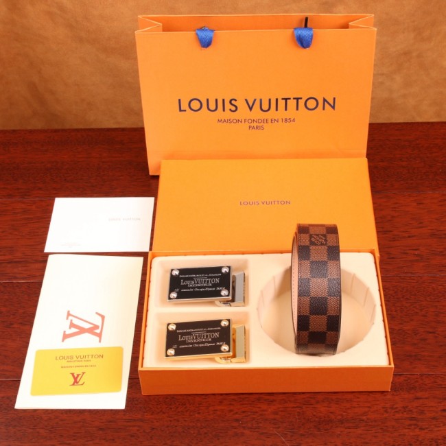 5A Double Buckle Belt With Gift Box Brown