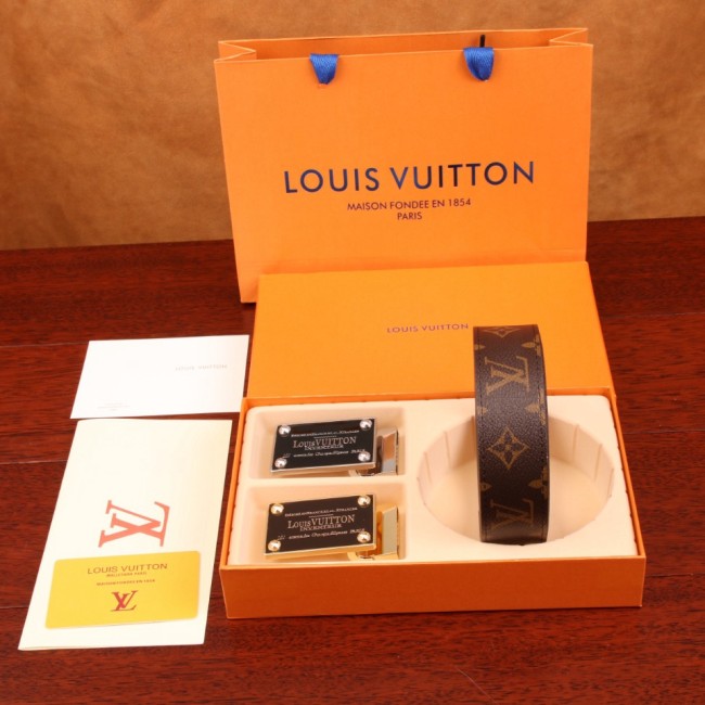 5A Double Buckle Belt With Gift Box Brown