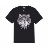 Tiger Head Logo Embroidery Cotton T-shirt Black