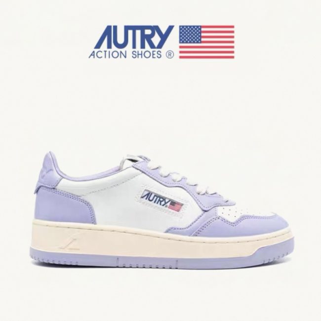 5A Medalist Leather Low Sneakers White Purple