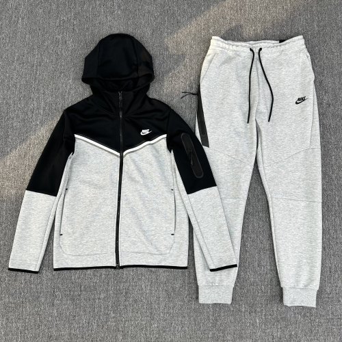 Sportswear Tech Fleece Full Zip Hoodie & Joggers Set Black Grey