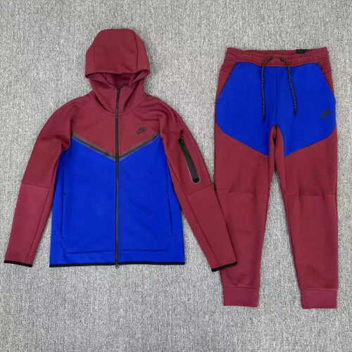 Original Sportswear Tech Fleece Full Zip Hoodie & Joggers Set Blue Red