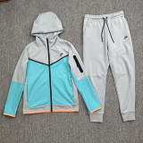 Original Sportswear Tech Fleece Full Zip Hoodie & Joggers Set Blue Grey