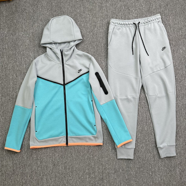 Original Sportswear Tech Fleece Full Zip Hoodie & Joggers Set Blue Grey