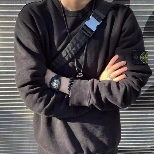 Crewneck Sweatshirt with Ribbing Dark Grey