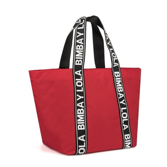 5A Nylon Shopper Bag Tote Red