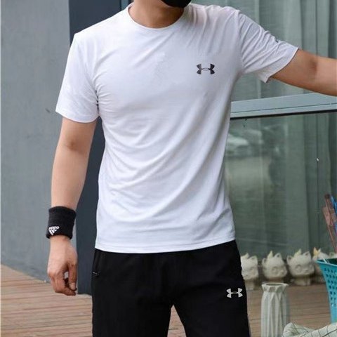 5A  Fitness Casual Wear Print Stretch Flexible Fabric T-shirt  Black 8208
