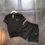 5A  Fitness Casual Wear Print Stretch Flexible Fabric T-shirt  Black 8208