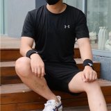 5A  Fitness Casual Wear Print Stretch Flexible Fabric T-shirt  Black 8208