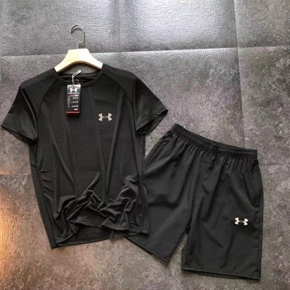 5A  Fitness Casual Wear Print Stretch Flexible Fabric T-shirt Black 8208