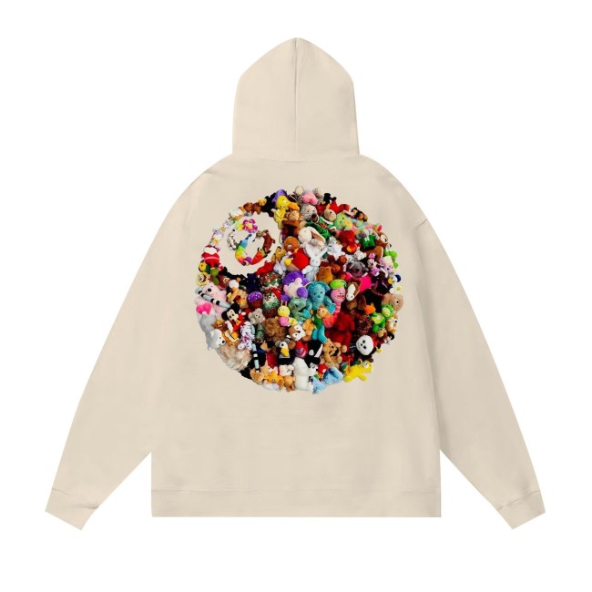 5A Casual Basic Printed Hoodie Beige