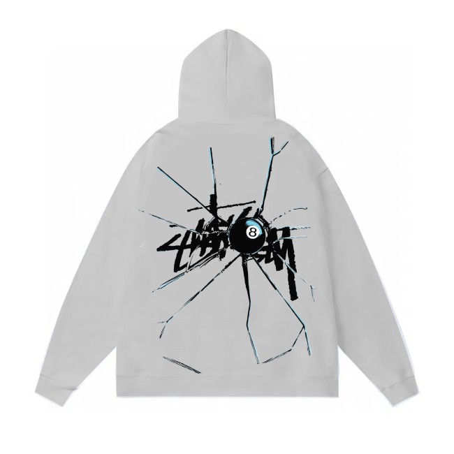 5A Casual Basic Printed Hoodie Grey