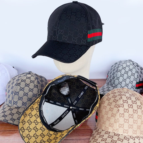 Decorated striped ribbon GG canvas baseball cap