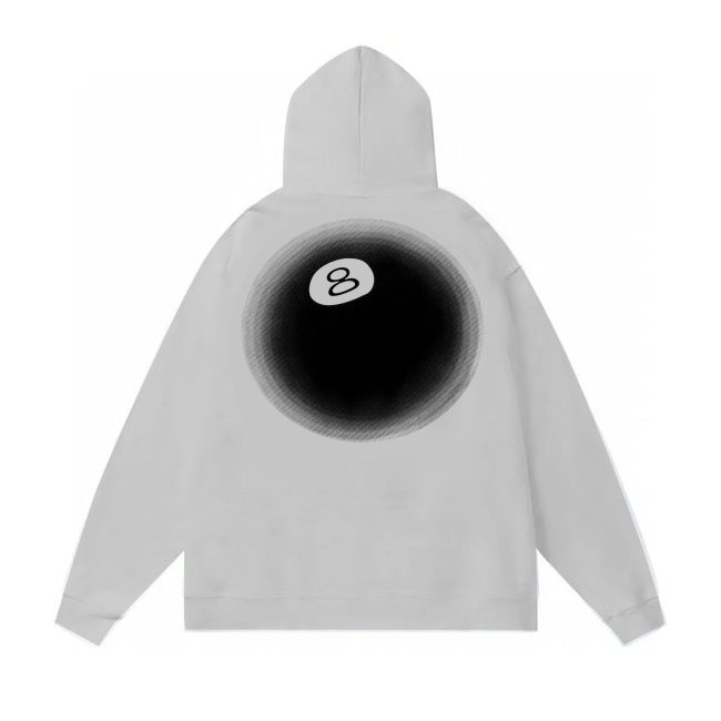 5A Casual Basic Printed Hoodie Grey