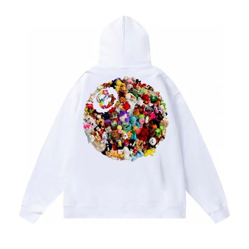 5A Casual Basic Printed Hoodie White
