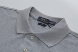 5A Mens Custom Slim Fit Big Pony Long Sleeve Lapel Polo Shirt Blue