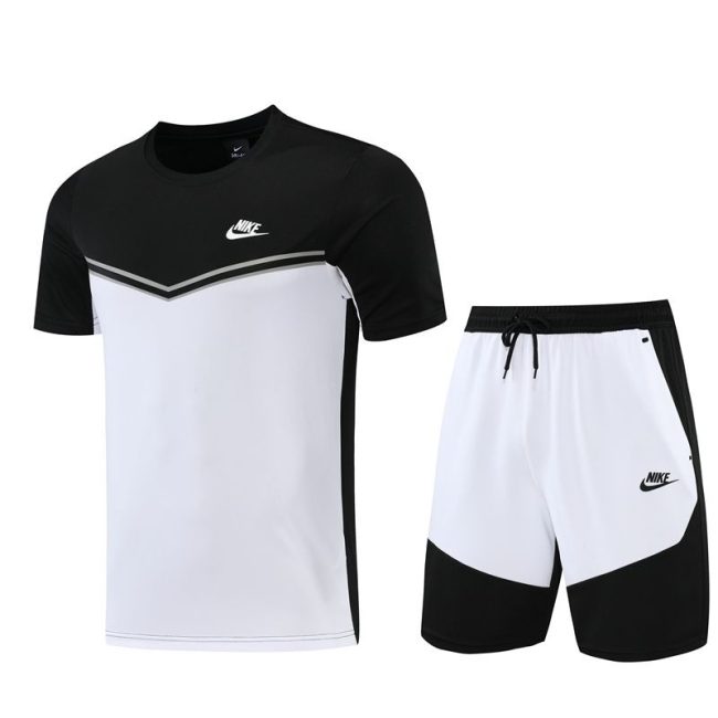 5A Short-Sleeved Sports Training Suit Black White