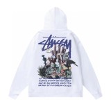 5A Casual Basic Printed Hoodie White