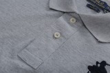 5A Mens Custom Slim Fit Big Pony Long Sleeve Lapel Polo Shirt Blue