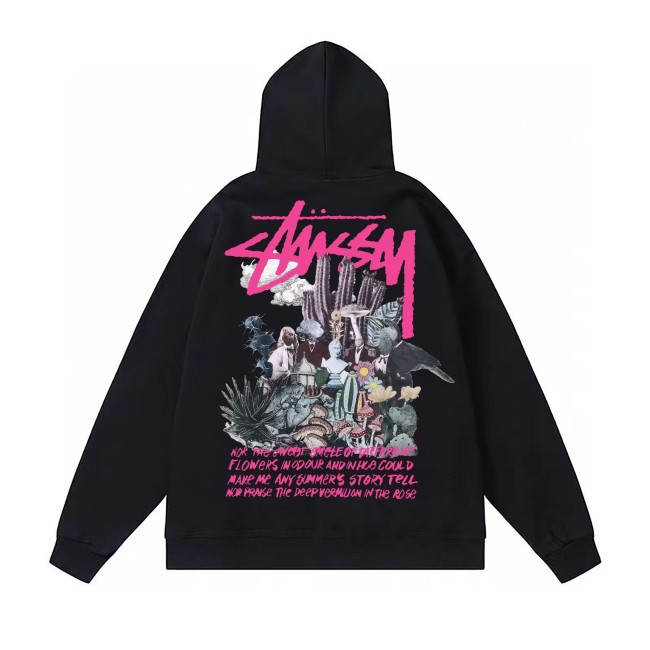 5A Casual Basic Printed Hoodie Black
