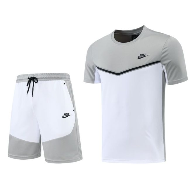 5A Short-Sleeved Sports Training Suit Grey White