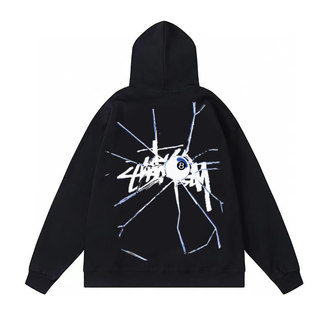 5A Casual Basic Printed Hoodie Black