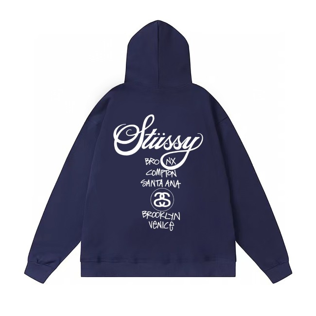5A Casual Basic Printed Hoodie Blue