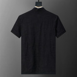 5A Spring Summer Men's Jacquard Logo Short Sleeve Polo Shirt Shorts Set Black 6575#