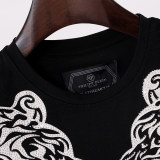 5A Summer Men's Short-Sleeved Tiger Head T-shirt with Diamonds 667