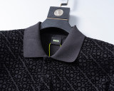 5A Spring Summer Men's Flocking Printed Logo Short Sleeve Polo Shirt Shorts Set Black 6571#