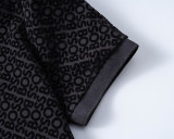5A Spring Summer Men's Flocking Printed Logo Short Sleeve Polo Shirt Shorts Set Black 6571#